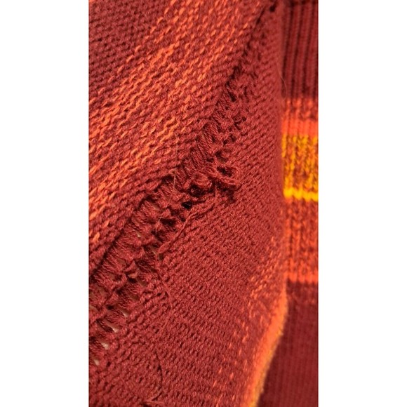 Free People Close to Me Red Turtleneck Sweater Flare Fringe Sleeve Size Large - Picture 10 of 13